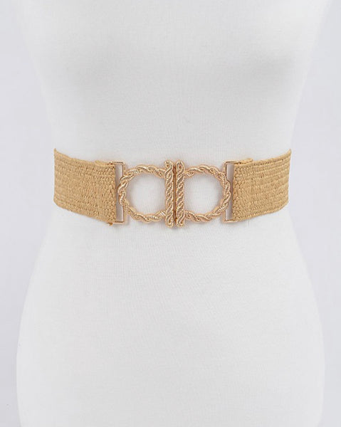 Metal Faux Straw Elastic Belt