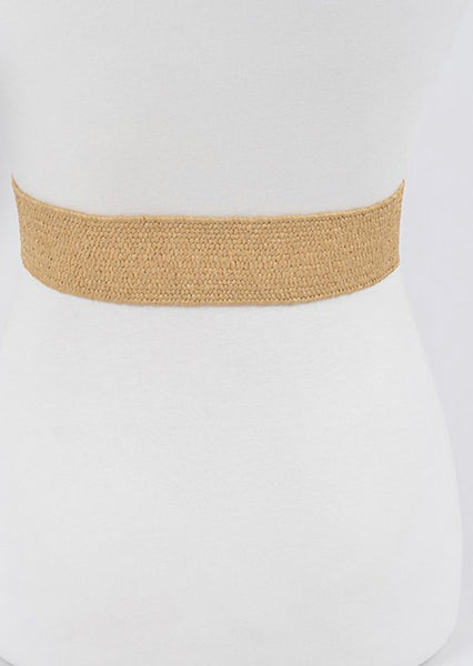 Metal Faux Straw Elastic Belt