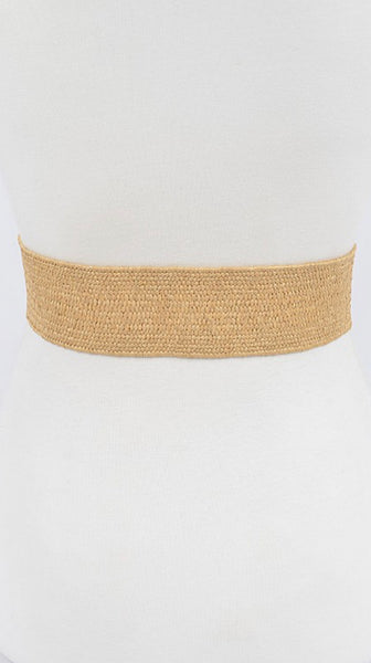 Leaf Metal Buckle Stretch Straw Belt