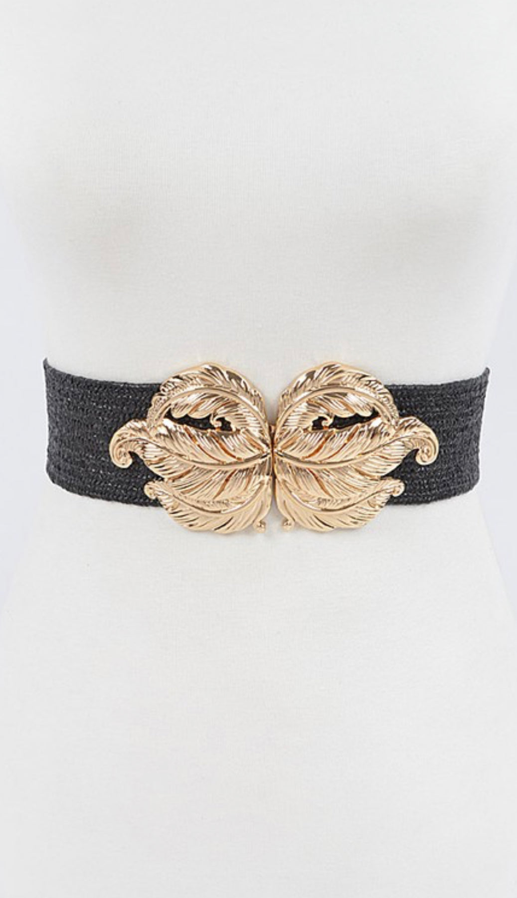 Leaf Metal Buckle Stretch Straw Belt