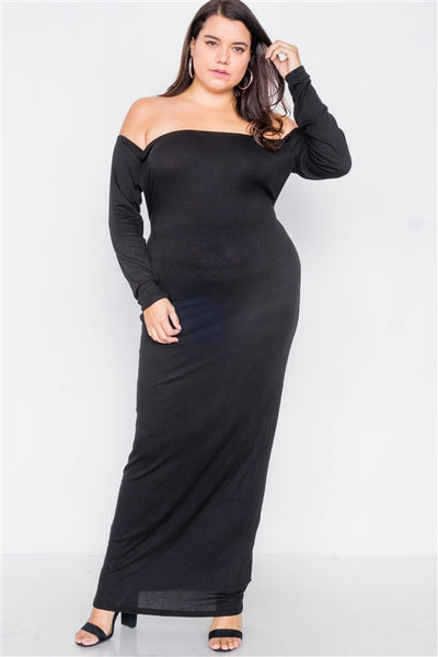 Ribbed Black Maxi Dress