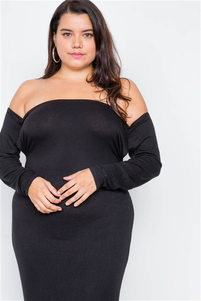 Ribbed Black Maxi Dress