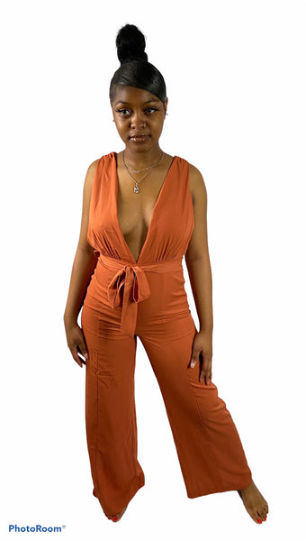 Plunging Palazzo Jumpsuit