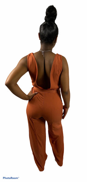 Plunging Palazzo Jumpsuit